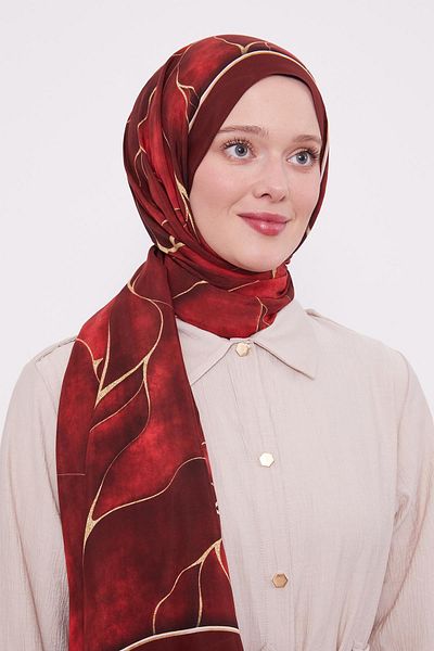 Levidor شال ملكي بنمط ورق أحمر