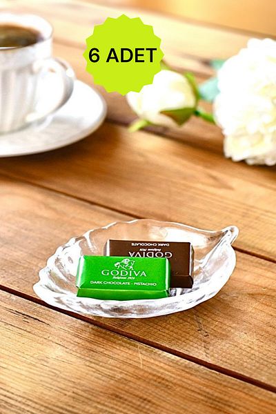 TrendDeco Mini 6-Piece Leaf Model Glass Sauce Bowl Turkish Delight Bowl Presentation Set