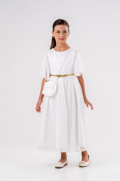 Eray Kids Βραδινό φόρεμα για κορίτσια με ζώνη από σιφόν με τσάντα δώρο