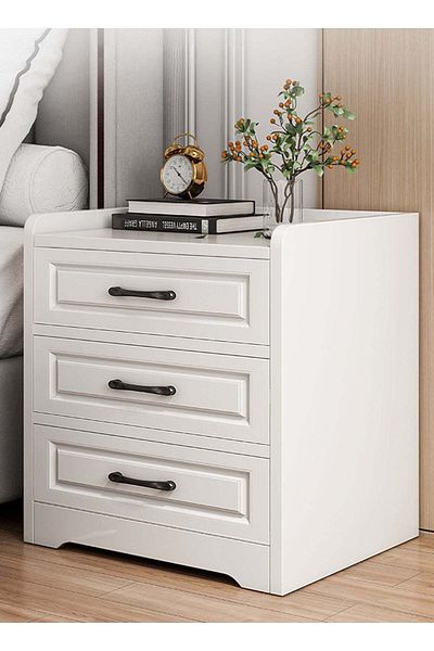 soufa dibaj Nightstand | European-style Light Luxury Bedside Table With Drawers 50x42x47 Cm - White