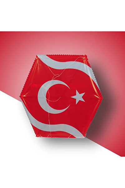 GÜLEN UÇURTMA Naylon Altıgen Uçurtma / Türk Bayraklı