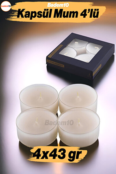Badem10 Tealight Kapsül Mum 4x43 Gr Dekoratif Mumu Kandil Hediyelik Fitilli M...
