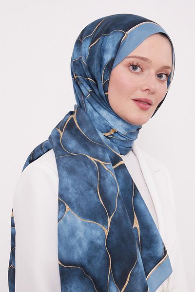 Levidor Turquoise Leaf Pattern Royal Shawl
