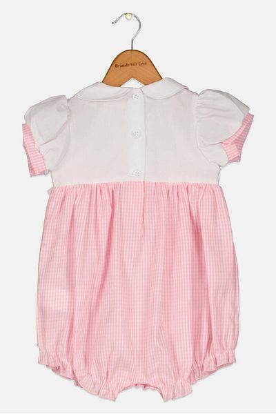 Rock A Bye Baby Boutique بدلة جسم منقوشة بأكمام قصيرة للبنات الصغار، وردية اللون