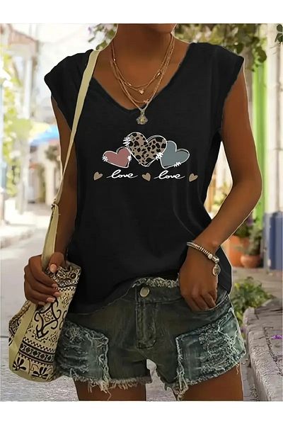Deocept Tricou casual oversize pentru damă cu decolteu în V