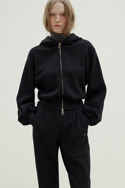 Suud Collection Black Mila Oversize Zippered Cardigan
