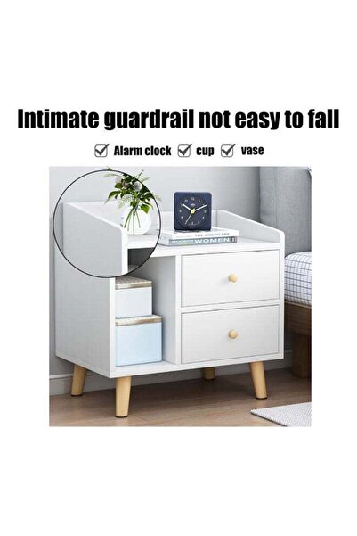 House One Nightstand | Bedroom Rustic Side Table Simple Bedside End Table 43x30x48 cm - White