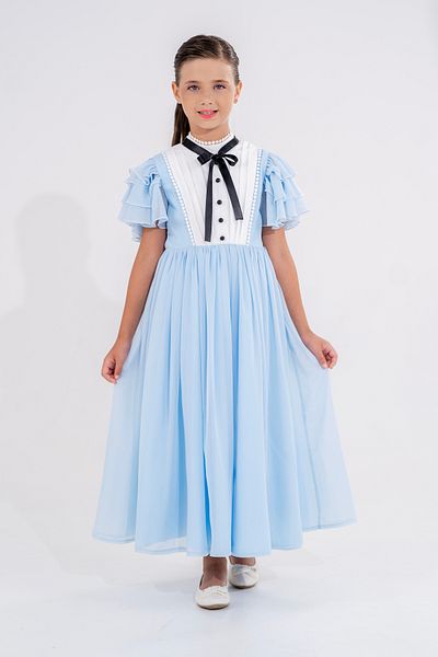 Eray Kids Βραδινό φόρεμα με πλισέ σιφόν μακρύ κορίτσι με βολάν μανίκια