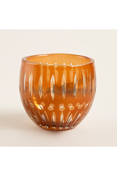 Zsa Zsa Zsu Aravalı Cam Dekoratif Kase 8x8x7.5 Cm Turuncu