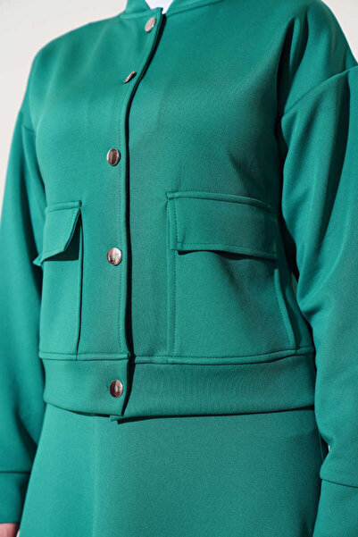 VOLT CLOTHİNG Women's Metal Buttoned Skirt Scuba Double Suit