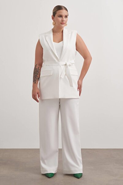 MYLİNE Vestă lungă cu brâu căptușită