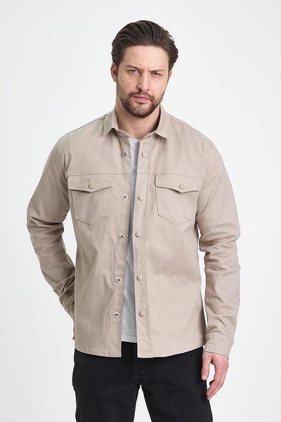 DAMGA JEANS Men's Judge Collar Oversize Seasonal Ecru Shirt