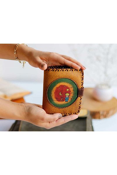 HOODİEMOUSE Little Prince Figured Small Wallet Ethnic Bohemian Retro Style -Hardal