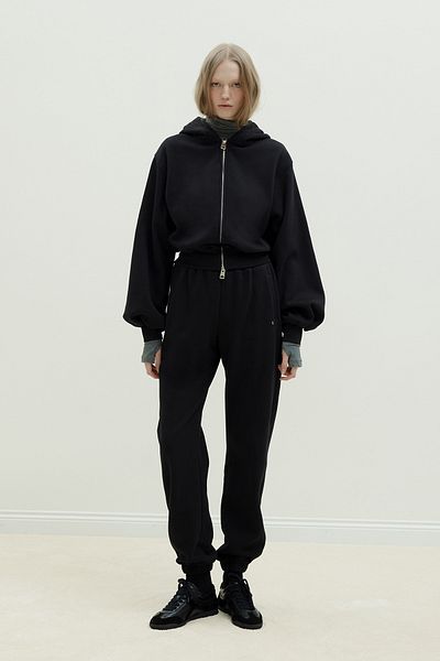 Suud Collection Black Mila Oversize Zippered Cardigan