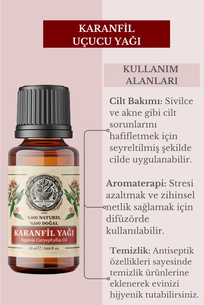 MESİR EFENDİ زيت ورق القرنفل العطري (زيت ورق القرنفل) طبيعي 100% 20 مل