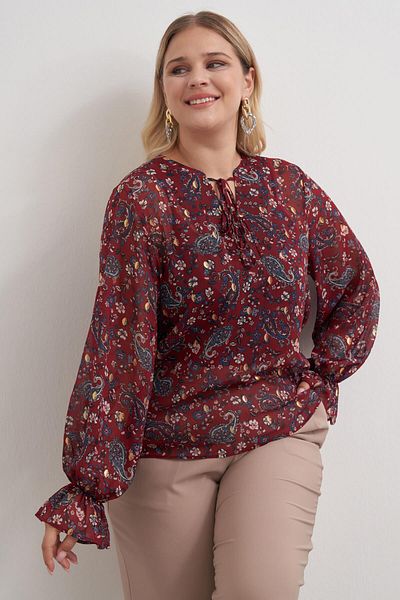 MYLİNE Bluză din șifon cu șireturi în față
