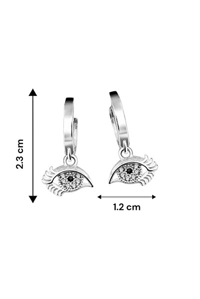 jelux silver Gümüş 925 Ayar Göz Desenli Safir Taşlı Gümüş Küpe