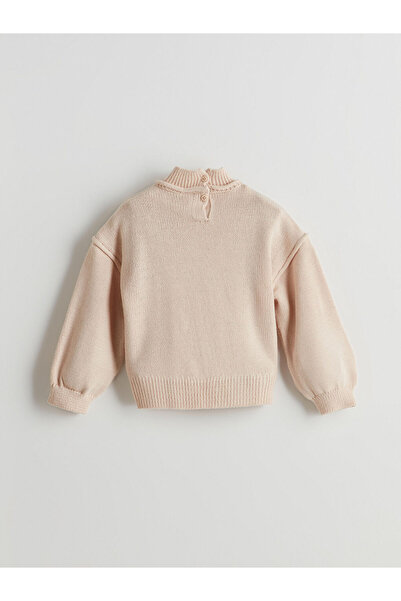 LC Waikiki Yeni Sezon Dik Yaka Kalp Nakisli Kiz Cocuk Triko Kazak - W4MA20Z1