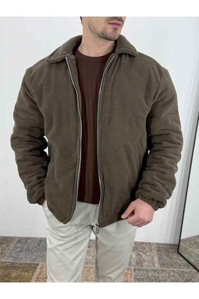 T&M Vertino Soft Plush Bomber Coat-Acute Brown