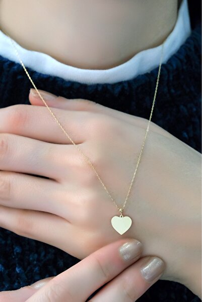 aytekgold Plaka Kalp Kolye 14 Ayar