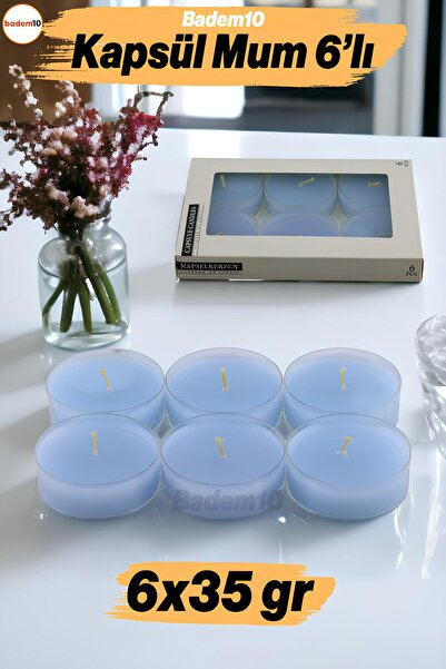 Badem10 Tealight Kapsül Mum 6x35 Gr Dekoratif Mumu Kandil Hediyelik Fitilli M...