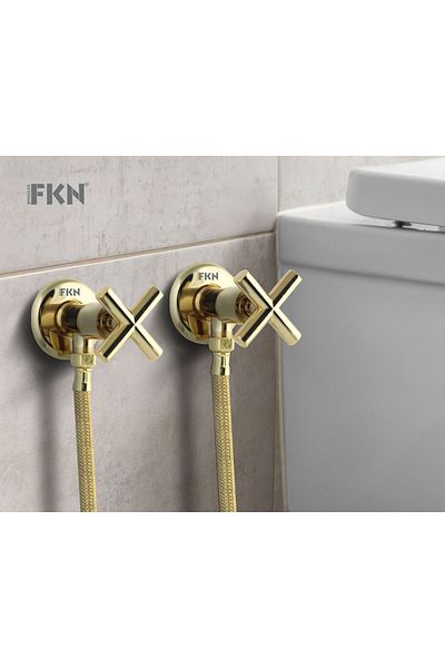 FKN Double Corner Spiral Gold Bidet Faucet