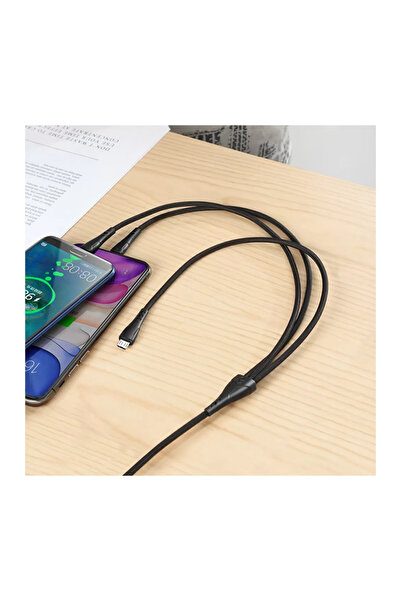 Mcdodo Ca-6960 3ın1 (Lightning-Mıcro-Type-C) Şarj Kablosu 3a 1.2m-Siyah