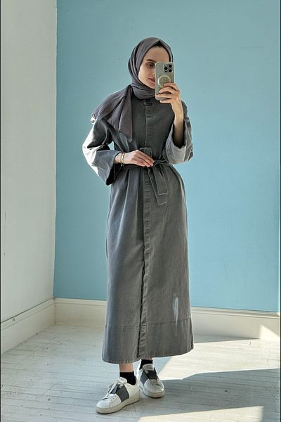 Mevra Anthracite Denim Ferace Dress