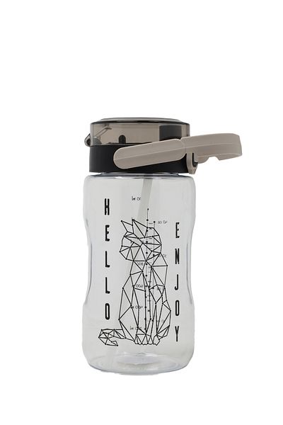 QUİCKPREP 1.5Lt Printed Beige Water Bottle with Straw