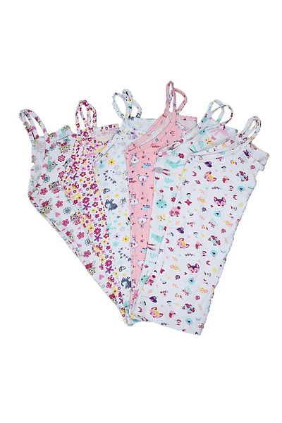 KEYAL Tutku Tkc0850 Girl's Elastan Rope Printed Patterned Undershirt 6 Pieces