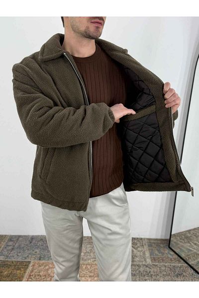 T&M Vertino Soft Plush Bomber Coat-Acute Brown