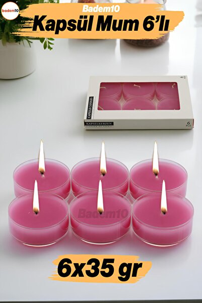 Badem10 Tealight Kapsül Mum 6x35 Gr Dekoratif Mumu Kandil Hediyelik Fitilli M...