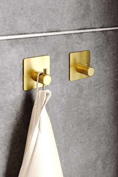 Zift Unique 2 Adet Paslanmaz Çelik Gold Havlu Askısı-Çok Amaçlı Lif&Bornoz&Ha...