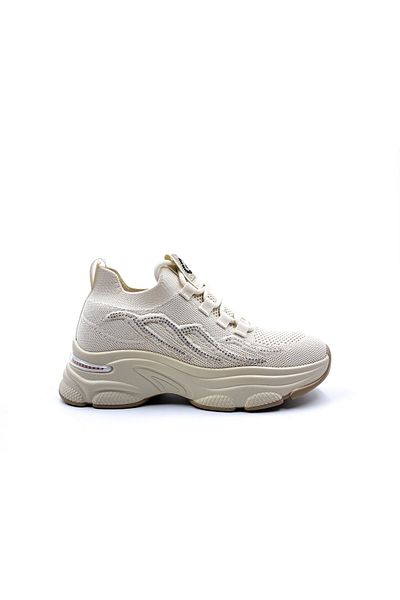 EGE GİYİM VE AYAKKABI 25Y309 BEIGE COLOR STONE Tricotaj de zi cu zi pentru femei Pantofi sport