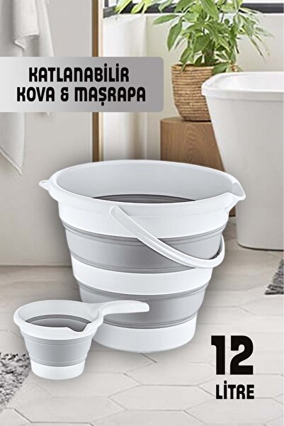 ego home 2'li Katlanabilir 12 lt Kova Ve Maşrapa Seti Katlanır Akordiyon Su K...