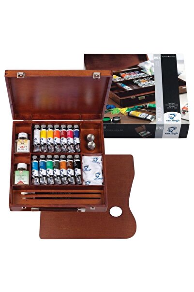 Van Gogh Yağlı Boya Seti Inspiration Ahşap Kutulu (14 Renk Boya + 2 Fırça + Ahşap Palet + Yağdanlık + Temizle