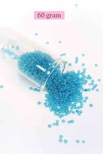 STUMBANNG Cast glass sand beads (11/0) 2 mm - 60 grams - transparent dark cyan - bnc061