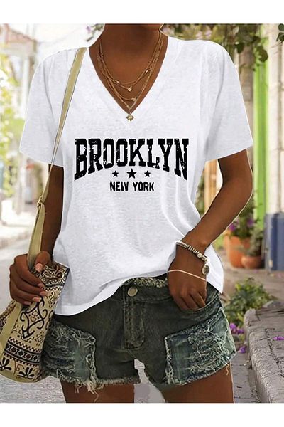 mercoledi Tricou oversize damă casual cu decolteu în V