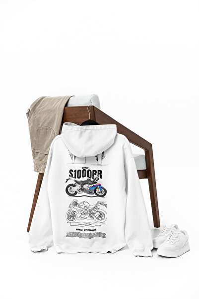 SVART WEAR Hanorac premium alb BMW S1000R cu imprimeu supradimensionat tricou