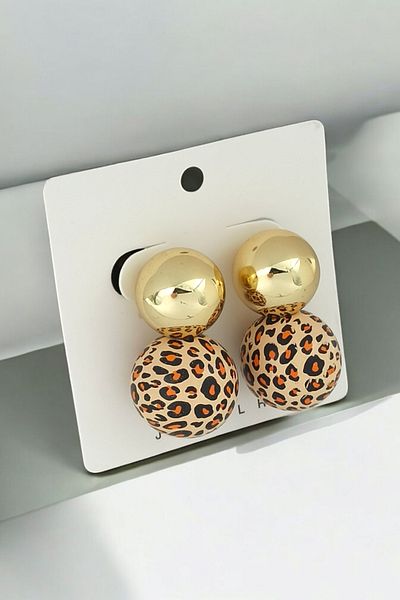 Çlk Accessories Premium Leopard Print Plate Earrings