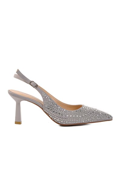 AYAKMOD Silver Satin Thin Heeled Women's Evening Dress Shoes 575008   Z