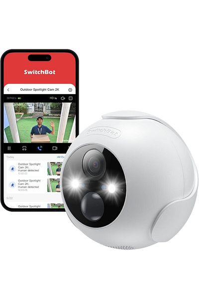 SwitchBot Outdoor Spotlight Smart Camera 2K Wireless with Movement Detection and Night Vision