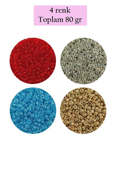 STUMBANNG Bulk glass sand beads (11/0) 2 mm - 4 colors - total 80 grams - bnc404