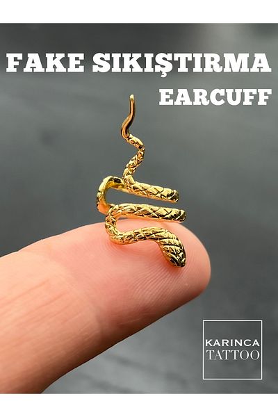 Karınca Piercing Earcuff Compression Gold Color Snake Conch Orbital Piercing