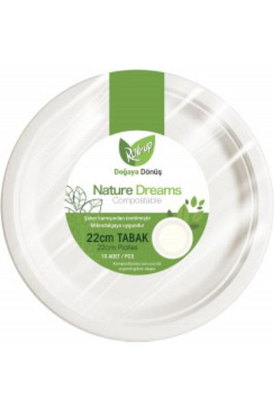 Çemrek Süs Parti Rollup Nature Dreams Ecological Paper Plate - 22cm - 10 Pcs