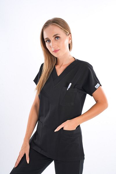 Nur Medikal Giyim Scruburi negre unisex Elite Lycra - echipa de asistentă și medic