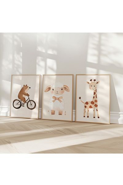 Home Σετ 3 τεμαχίων Soft Kids Room Cute Animal σε σκανδιναβικό στυλ 3 τεμαχίων Διακόσμηση παιδικού και βρεφικού δωματίου