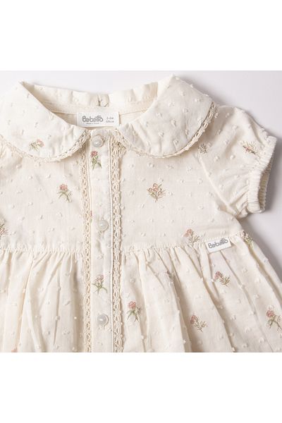 Bebetto Ecru Woven Dress - Mature Flowers K4808