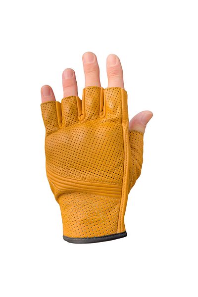 The Biker Jeans Fingerless Flx Leather Yellow Protect Motorcycle Leather Gloves