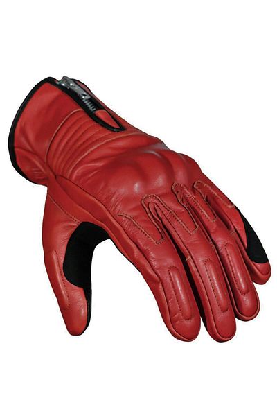 The Biker Jeans Retro Red Protected Motorcycle Leather Gloves